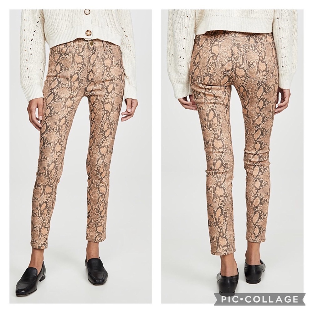 NWT Frame Le High Skinny Crop Coated Python Jeans